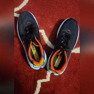 HOKA ONE ONE Mens Rincon 3 Synthetic Textile Black Dazzling Blue Trainers 7.5